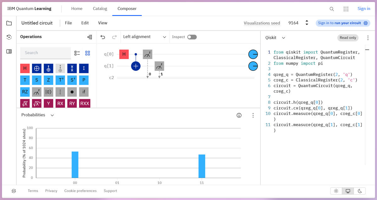 IBM quantum composer screenshot